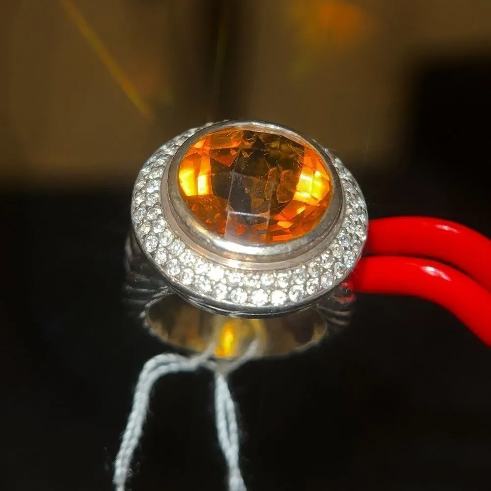 Stunning Citrine / Cz Cable Ring‎
